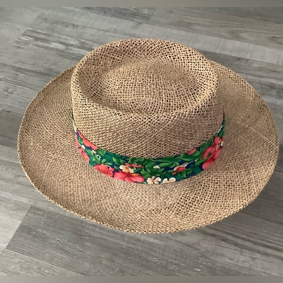 Panama Jack vintage straw hat with a floral band - Picture 4 of 10